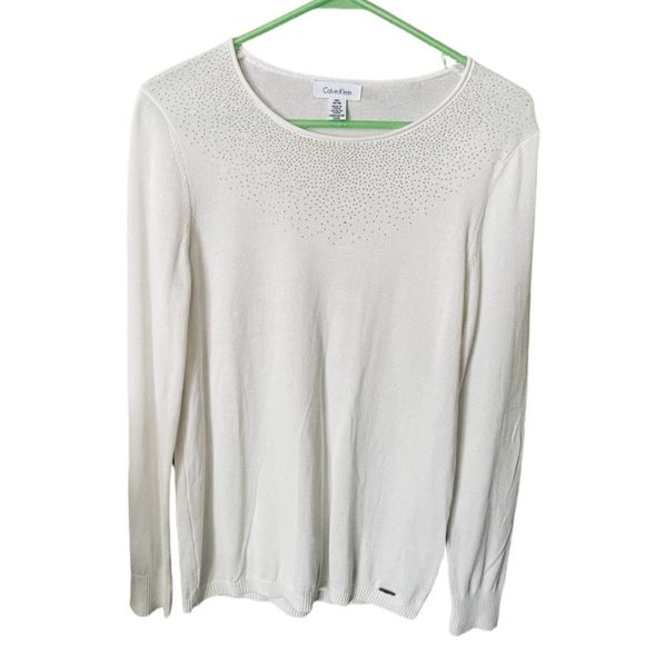 Calvin Klein size M cream and gold lightweight sweater. - Picture 1 of 7